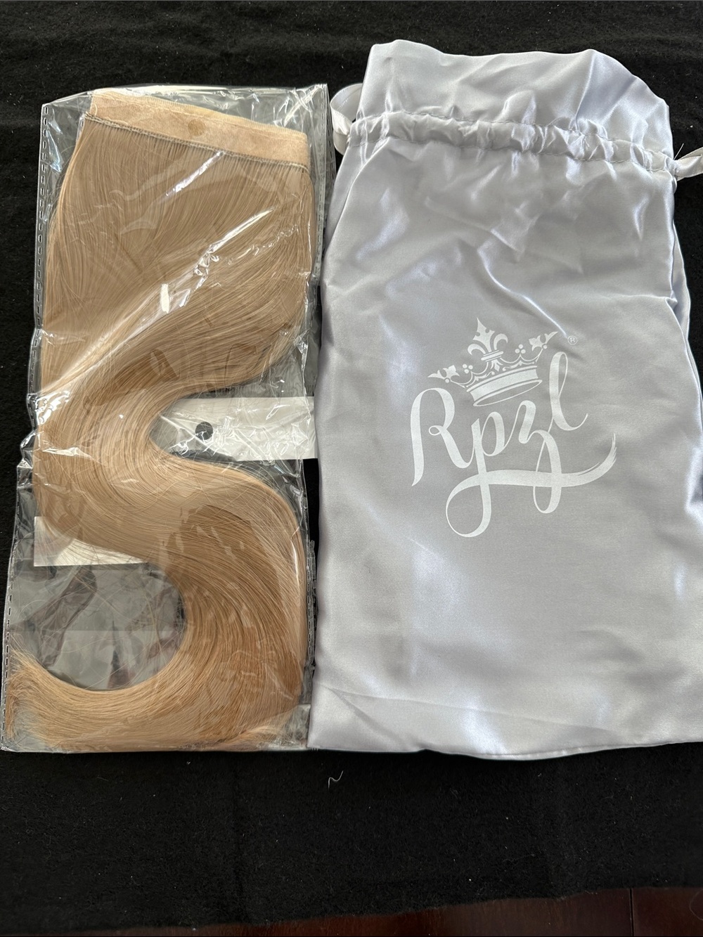 Blond Hairpiece with Satin Storage Pouch